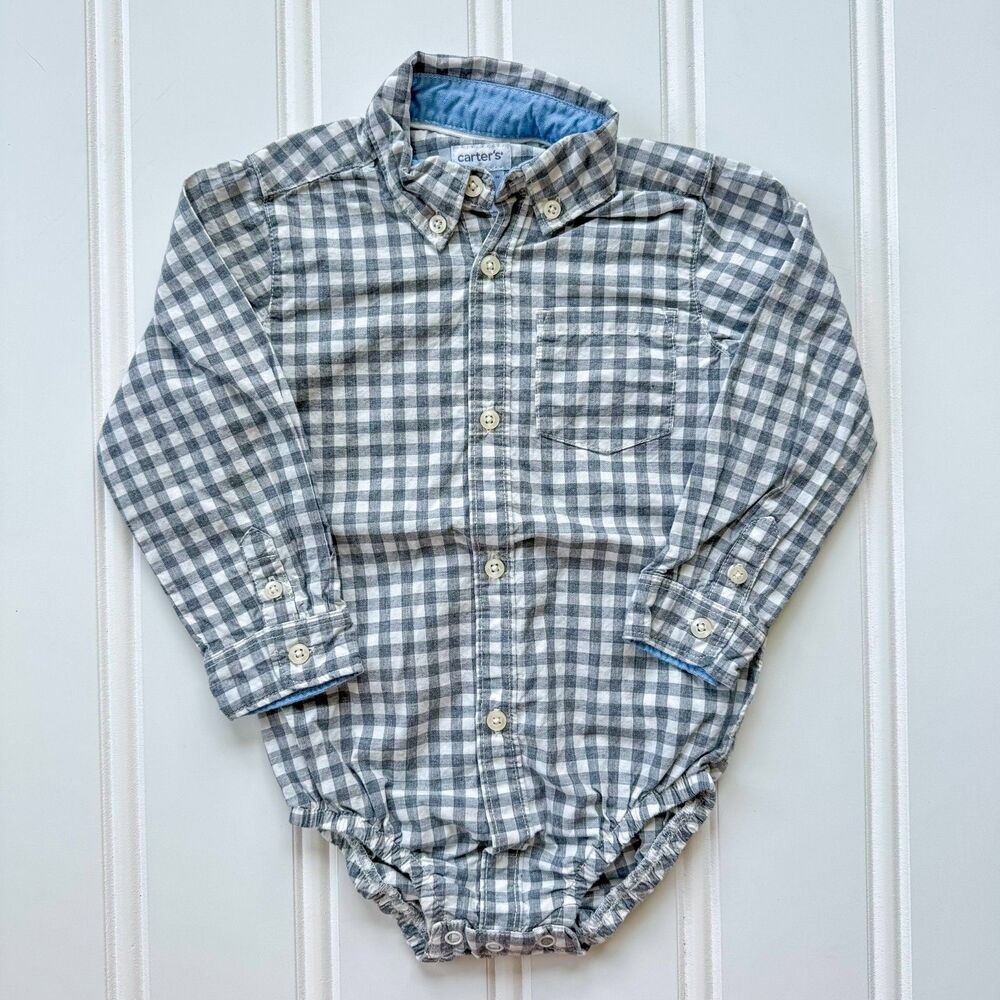 4/$10 - Carter’s Toddler Boys Button Down Plaid Cotton Onesie Bodysuit | 18-24 M